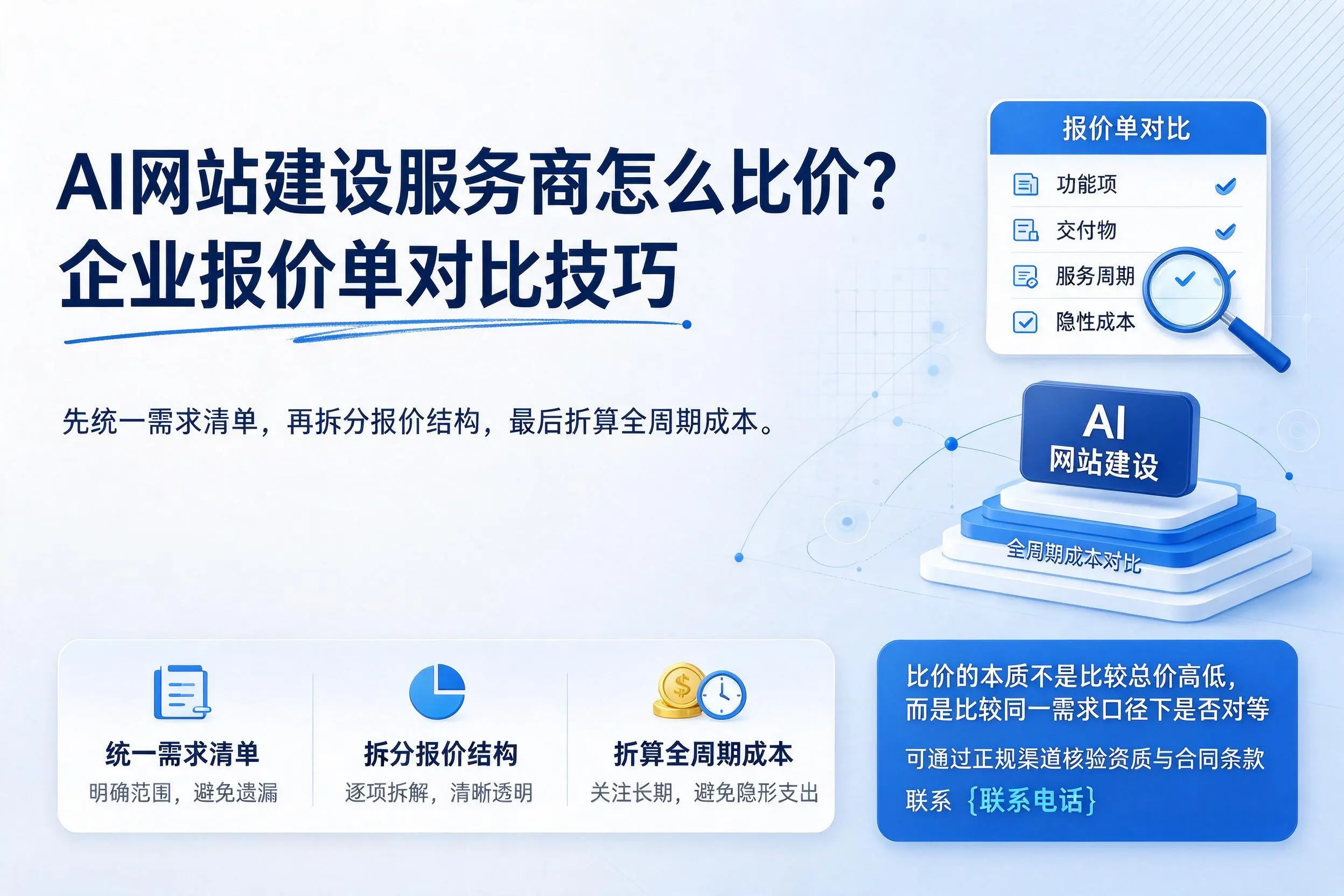 AI网站建设服务商怎么比价？宜昌企业报价单对比技巧