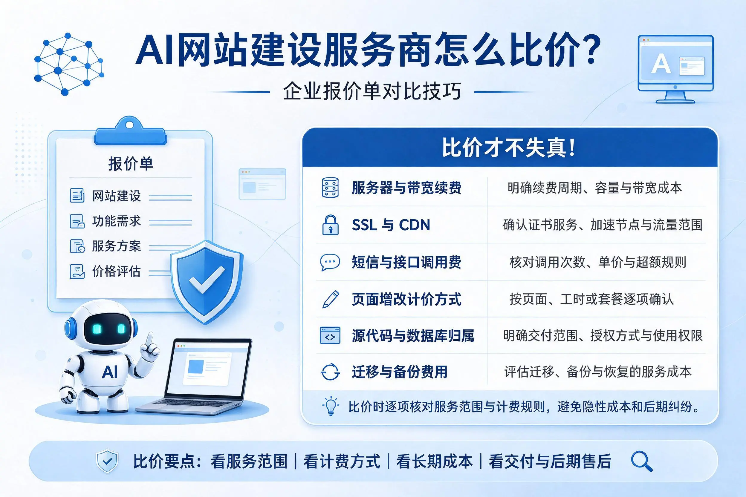AI网站建设服务商怎么比价？宜昌企业报价单对比技巧