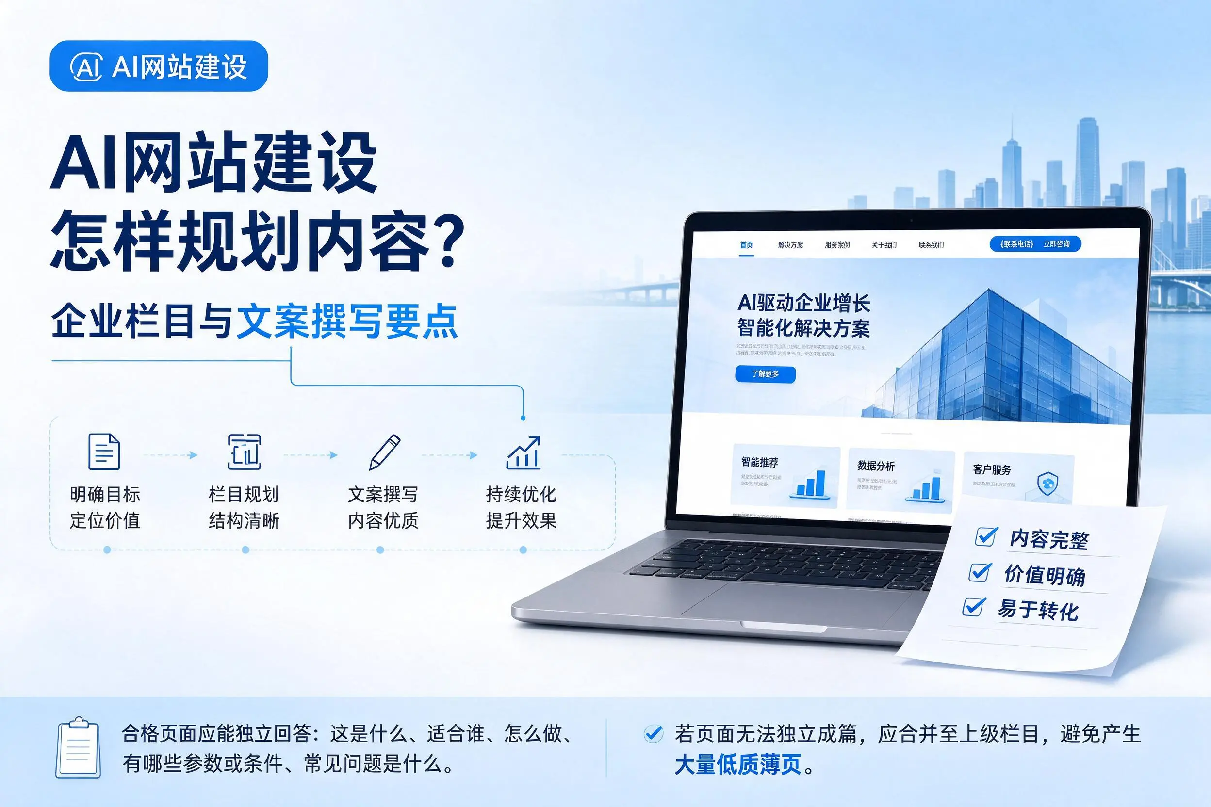 AI网站建设怎样规划内容?宜昌企业栏目与文案撰写要点