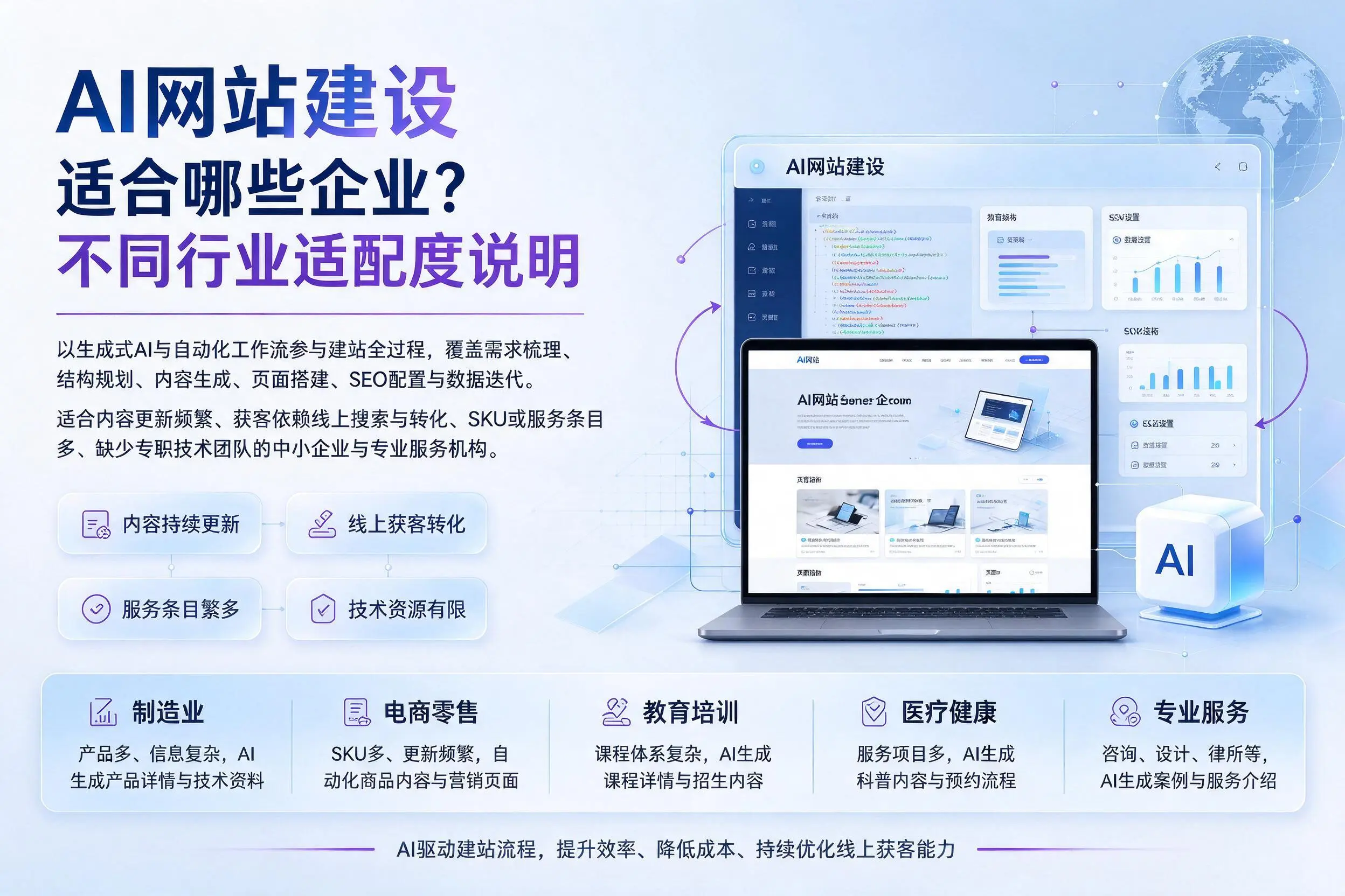 AI网站建设适合哪些企业?宜昌不同行业适配度说明